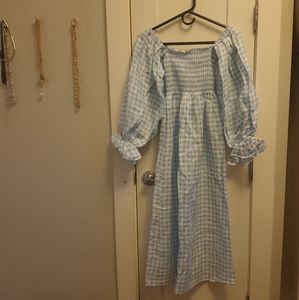 Sleeper Atlanta blue gingham picnic dress in xs